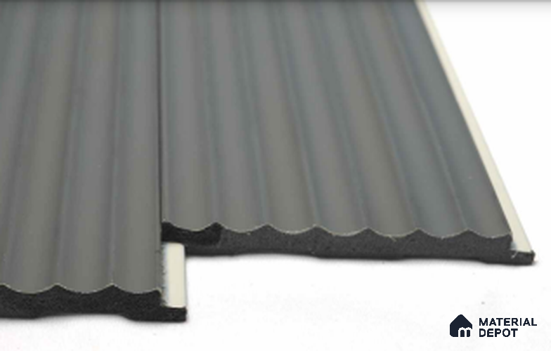 Grey Plain Colour Louver PN 00626 8 ft x 4 inch Charcoal Panel - 11 mm | Suitable for Feature Wall, TV Unit & Living Room | Width is Subjected to 5% Variation