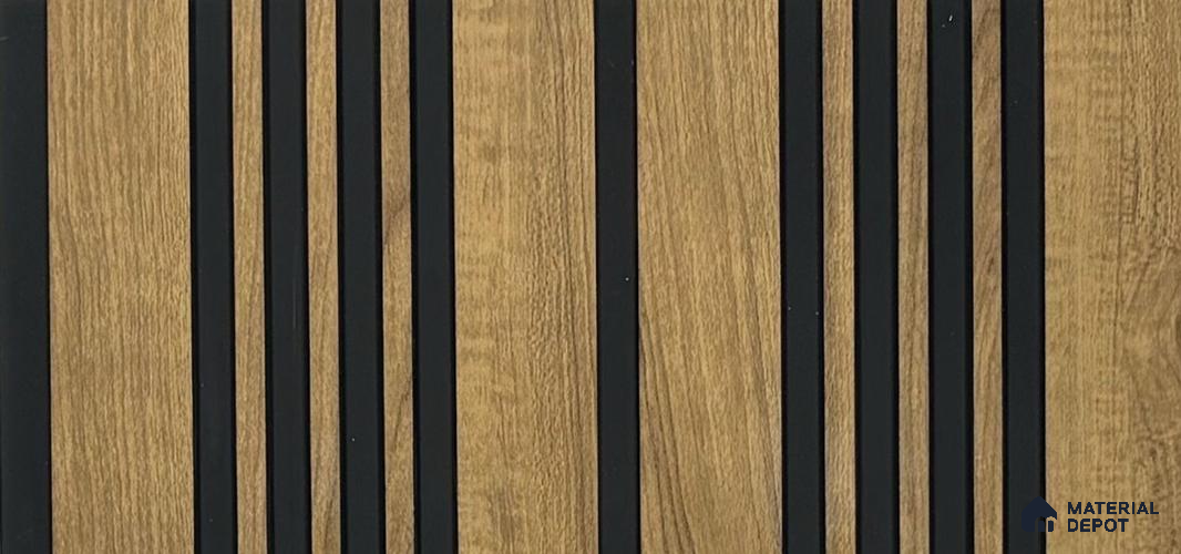 Wooden Louver PN 05856 8 ft x 4.7 inch Charcoal Panel - 7 mm | Suitable for Feature Wall, TV Unit & Living Room | Width is Subjected to 5% Variation
