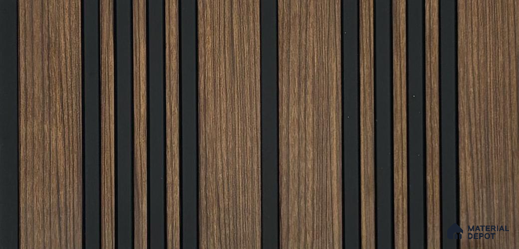 Brown Wooden Louver PN 05821 8 ft x 4.7 inch Charcoal Panel - 7 mm | Suitable for Feature Wall, TV Unit & Living Room | Width is Subjected to 5% Variation