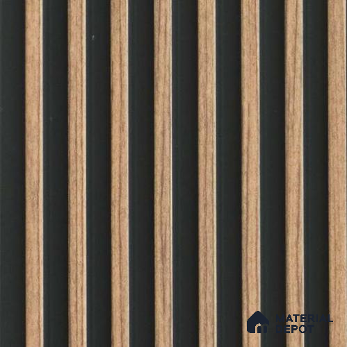 Brown Wooden Louver PN 03534 9.5 ft x 4.8 inch Charcoal Panel - 11 mm | Suitable for Feature Wall, TV Unit & Living Room | Width is Subjected to 5% Variation
