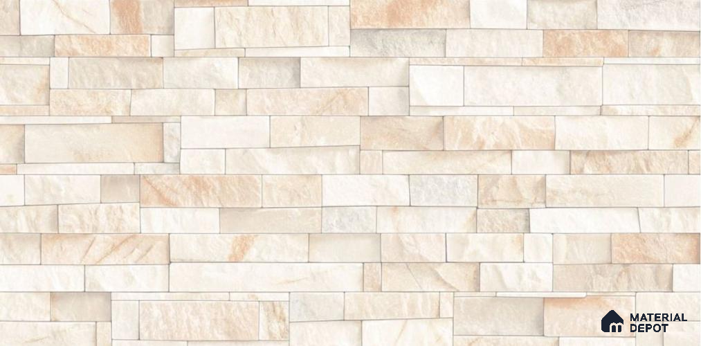 TL 01669 Cream 2 ft x 1 ft Matte Finish Ceramic Elevation Wall Tile - 9 mm