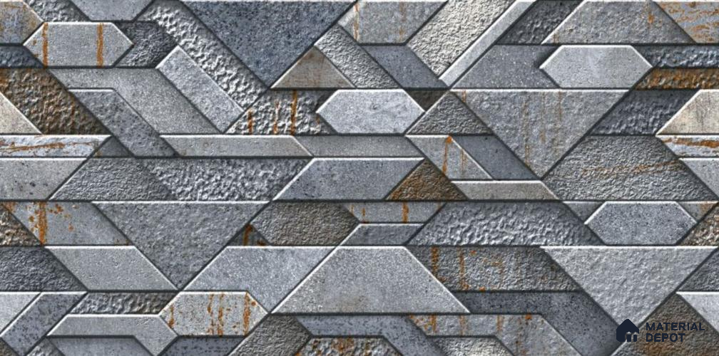TL 01671 Grey 2 ft x 1 ft Matte Finish Ceramic Elevation Wall Tile - 9 mm