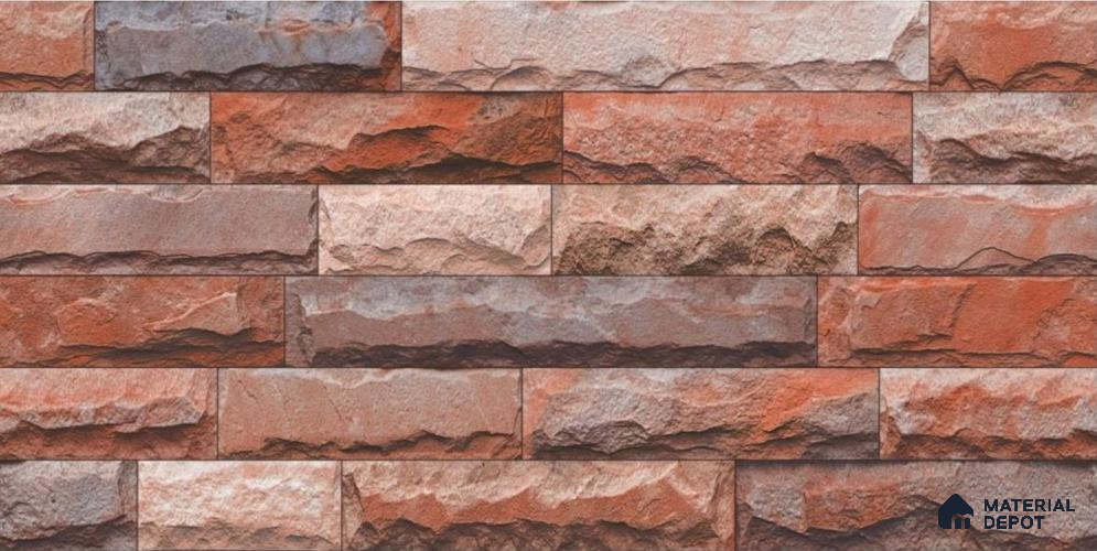 TL 01674 Red 2 ft x 1 ft Matte Finish Ceramic Elevation Wall Tile - 9 mm