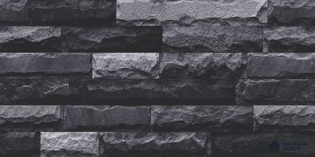 TL 01675 Black 2 ft x 1 ft Matte Finish Ceramic Elevation Wall Tile - 9 mm