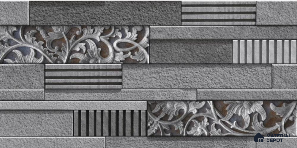 TL 01679 Misty Grey 2 ft x 1 ft Matte Finish Ceramic Elevation Wall Tile - 9 mm