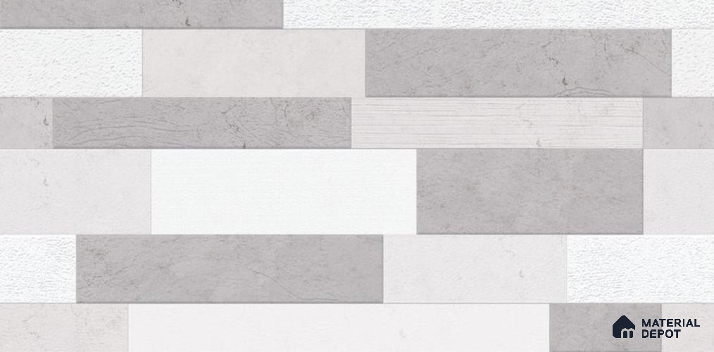TL 01694 Grayscale Grey 2 ft x 1 ft Matte Finish Ceramic Elevation Wall Tile - 9 mm