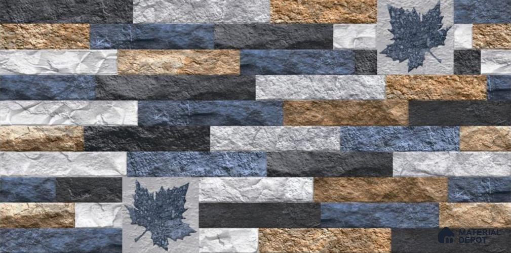 TL 01703 Grey & Blue 2 ft x 1 ft Matte Finish Ceramic Elevation Wall Tile - 9 mm