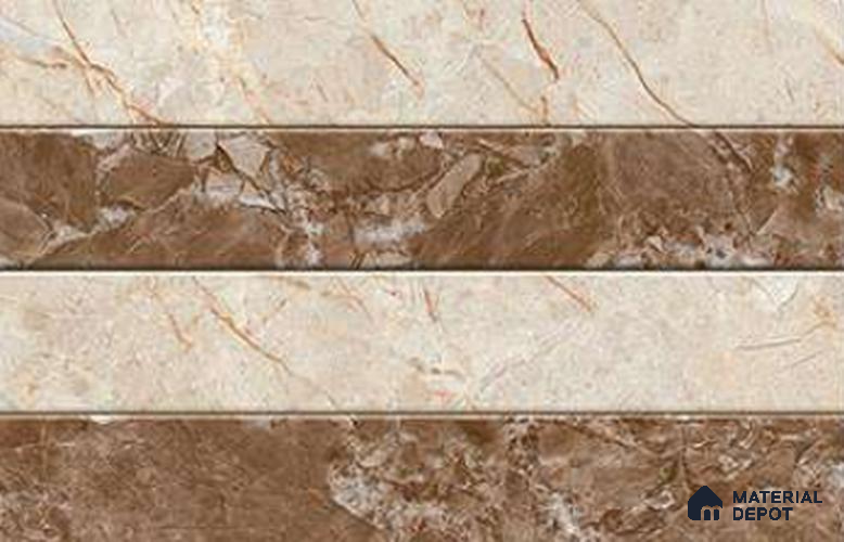 TL 01623 B Highlighter Beige & Brown 18 x 12 inch Glossy Finish Ceramic Wall Tile - 6 mm