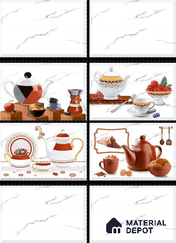 TL 01654 D Highlighter 3 Frosty White & Red 18 x 12 inch Glossy Finish Ceramic Wall Tile - 6 mm