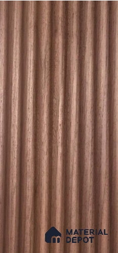 Brown Wooden Louver Walnut Deep Flute 8 ft x 5.6 inch Solid Wood Panel - 6.5 mm | Suitable for Feature Wall, TV Unit & Living Room | Width is Subjected to 5% Variation