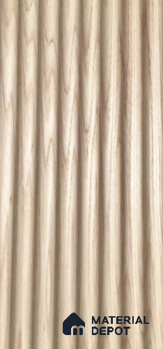 Brown Wooden Louver White Ash Deep Flute 8 ft x 5.6 inch Solid Wood Panel - 6.5 mm | Suitable for Feature Wall, TV Unit & Living Room | Width is Subjected to 5% Variation