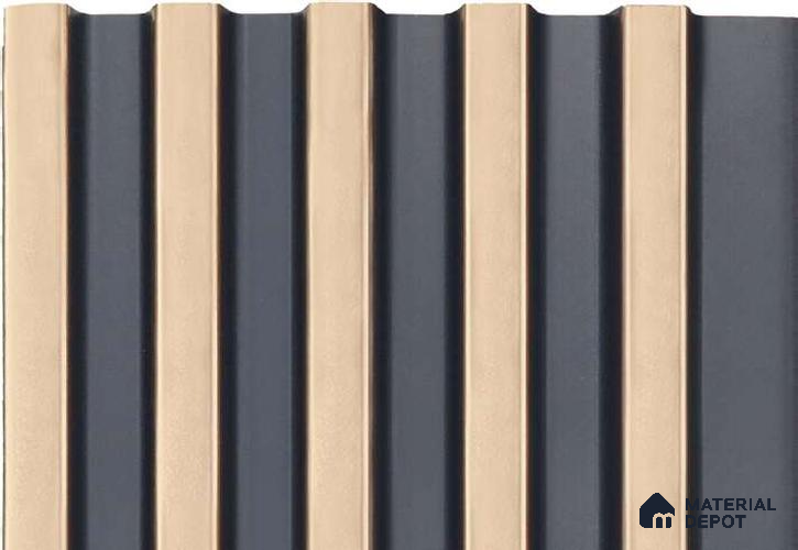 Beige Metallic Louver MRL 134 9.5 ft x 4.8 inch Charcoal Panel - 12 mm | Suitable for Feature Wall, TV Unit & Living Room | Width is Subjected to 5% Variation