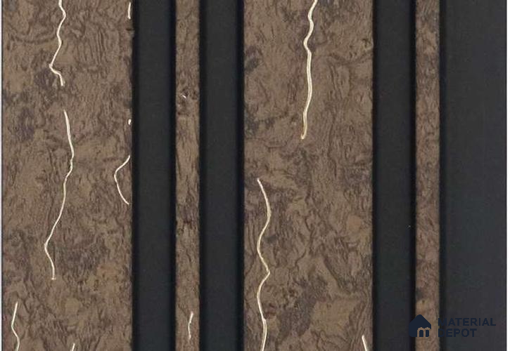 Brown Marble Louver MRL 163 9.5 ft x 4.8 inch Charcoal Panel - 12 mm | Suitable for Feature Wall, TV Unit & Living Room | Width is Subjected to 5% Variation