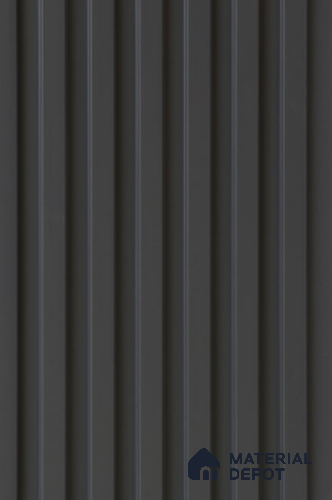 PN 02318 B Charcoal Grey 9 ft x 0.5 ft Fluted CPC Board - 8 mm