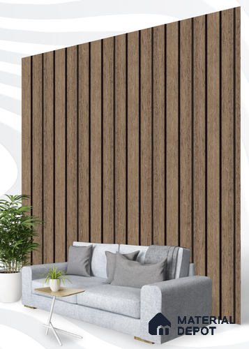 Brown Wooden Louver S5 153 8 ft x 4.9 inch Charcoal Panel - 12 mm | Suitable for Feature Wall, TV Unit & Living Room | Width is Subjected to 5% Variation