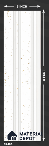 White Marble Louver S5 160 8 ft x 4.9 inch Charcoal Panel - 12 mm | Suitable for Feature Wall, TV Unit & Living Room | Width is Subjected to 5% Variation