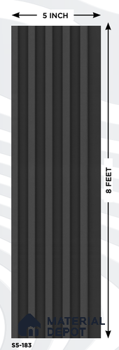 Grey Plain Colour Louver S5 183 8 ft x 4.9 inch Charcoal Panel - 12 mm | Suitable for Feature Wall, TV Unit & Living Room | Width is Subjected to 5% Variation