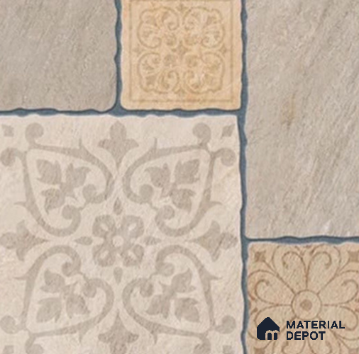 Moroccan Look Floor Tile TL 07778 5255 1.31 ft x 1.31 ft Vitrified Matte Finish Tile - 11 mm | Suitable for Outdoor Parking, Terrace, Balcony | Pattern Alignment May Vary | 2-3 mm Spacer is Mandatory