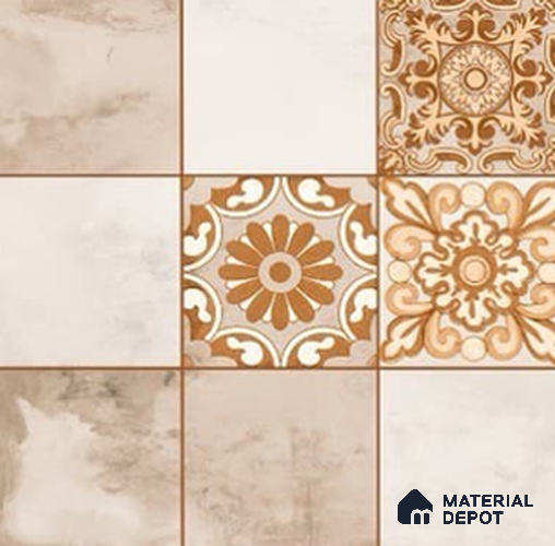 Moroccan Look Floor Tile TL 07779 5325 1.31 ft x 1.31 ft Vitrified Matte Finish Tile - 11 mm | Suitable for Outdoor Parking, Terrace, Balcony | Pattern Alignment May Vary | 2-3 mm Spacer is Mandatory