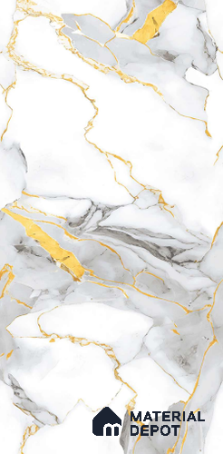 Marble Look Floor & Wall Tile TL 07821 Golden Em 114 4 ft x 2 ft Vitrified Glossy Finish Tile - 9 mm | Random 3 | Suitable for Living Room, Bedroom, Bathroom & Kitchen