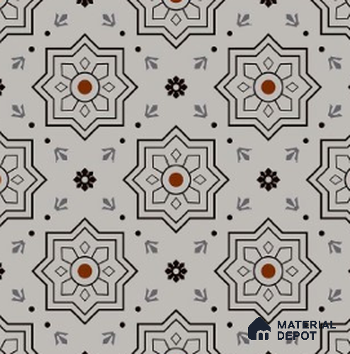 Moroccan Look Wall & Floor Tile TL 07747 434 2 ft x 2 ft Porcelain Matte Finish Tile - 9 mm | Suitable for Outdoor Parking, Terrace, Balcony | Please Expect a Slight Variation of Pattern