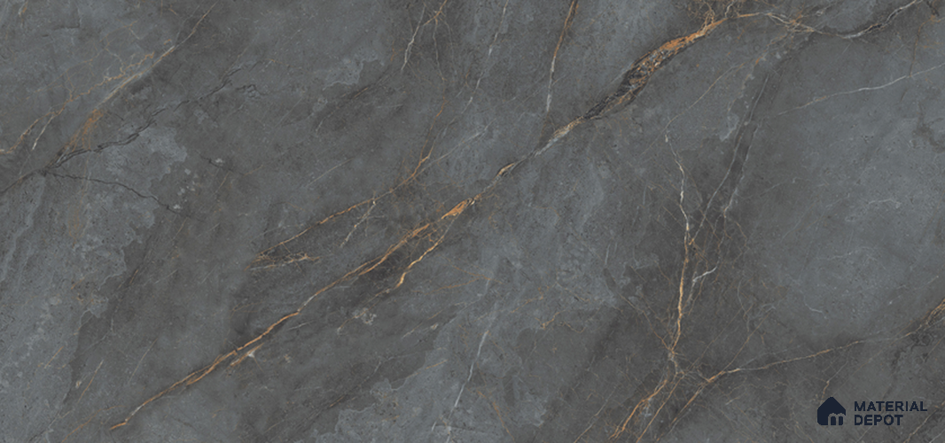 Marble Look Floor & Wall Tile TL 07729 Rubico Gold Grey 4 ft x 2 ft Vitrified Glossy Finish Tile - 9 mm | Random 4 | Suitable for Living Room, Bedroom, Bathroom & Kitchen