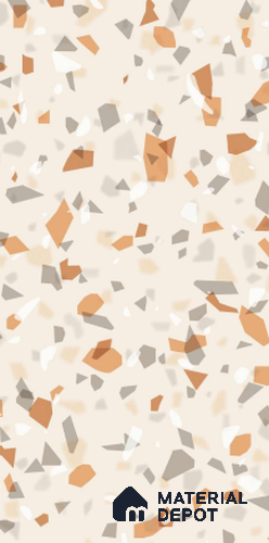 Terrazzo Floor & Wall Tile TL 07815 Trusty Chip Brown 4 ft x 2 ft Vitrified Glossy Finish Tile - 9 mm | Random 3 | Suitable for Living Room, Bedroom, Bathroom & Kitchen
