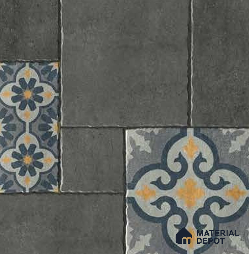 Moroccan Look Floor Tile TL 07794 B Madox Graphite 2 ft x 2 ft Vitrified Matte Finish Tile - 12 mm |  Random 2 | Suitable for Outdoor Parking, Terrace, Balcony | Please Expect a Slight Variation of Pattern