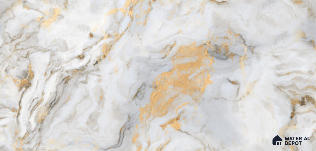Marble Look Wall & Floor Tile TL 10001 El Dorate White 4 ft x 2 ft Vitrified Glossy Finish Tile - 9 mm | Suitable for Living Room, Bedroom, Bathroom & Kitchen