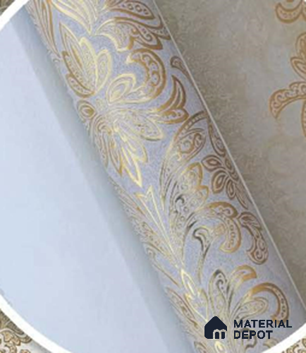 228123 | 10 Meter x 21 Inches Damask Look Wallpaper - 57.41 Sq. Ft. | Minimum 15% wastage during installation