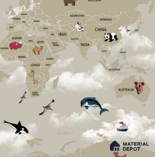 KD4070-2 | 10 Meter x 21 Inches Map Look Wallpaper - 57.41 Sq. Ft. | Minimum 15% wastage during installation