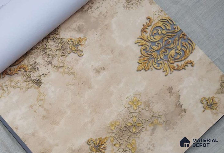 HM108 | 10 Meter x 21 Inches Damask Look Wallpaper - 57.41 Sq. Ft. | Minimum 15% wastage during installation