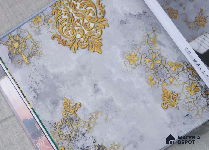 HM109 | 10 Meter x 21 Inches Damask Look Wallpaper - 57.41 Sq. Ft. | Minimum 15% wastage during installation