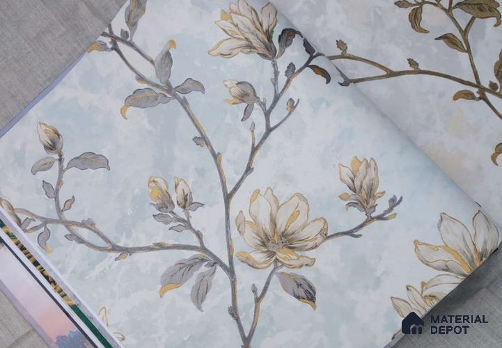 A close-up of aHM118 | 10 Meter x 21 Inches Florals Look Wallpaper - 57 Sq. Ft. available at Material Depot in Bangalore