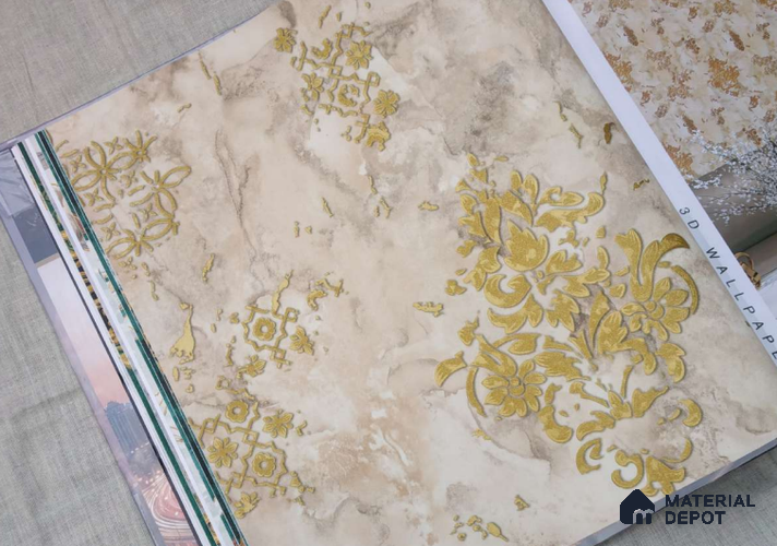 HM127 | 10 Meter x 21 Inches Damask Look Wallpaper - 57.41 Sq. Ft. | Minimum 15% wastage during installation