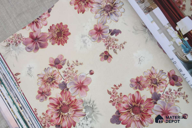 A close-up of aHM165 | 10 Meter x 21 Inches Florals Look Wallpaper - 57 Sq. Ft. available at Material Depot in Bangalore