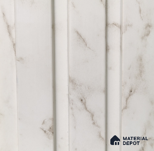 White Marble PN 07683 9.1 ft x 5 inch Charcoal Louvers/Panels - 12 mm | Suitable for Feature Wall, TV Unit & Living Room | Width is Subjected to 5% Variation