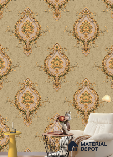 590705 | 9.5 Meter x 21 Inches Damask Look Wallpaper - 55 Sq. Ft.  | Minimum 15% wastage during installation