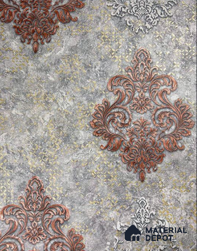 931208 | 10 Meter x 21 Inch PVC Damask Look Wallpaper - 57 Sq. Ft.