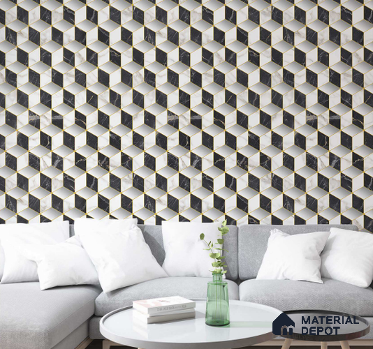 FE510-1 | 10 Meter x 21 Inch PVC Geometric Look Wallpaper - 57 Sq. Ft. | Minimum 15% wastage during installation