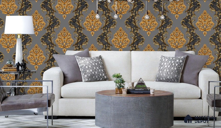 WT0802 | 10 Meter x 21 Inch PVC Damask Look Wallpaper - 57 Sq. Ft. | Minimum 15% wastage during installation