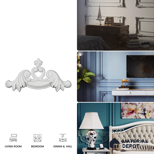 Ready To Install / DIY Finished PU Designer French Corner Wall Moulding Greenova PM 00284 | 10 x 10 inch x 30 mm | Adhesive Type Installation