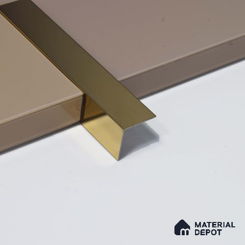 Stainless Steel L Profile Gold Mirror Glossy Finish Edgeline PM 00282 H | 10 ft (3 mtr) x 20 mm x 0.6 mm | Suitable for Corner Applications | Adhesive Type Installation | Suitable for Floor & Walls