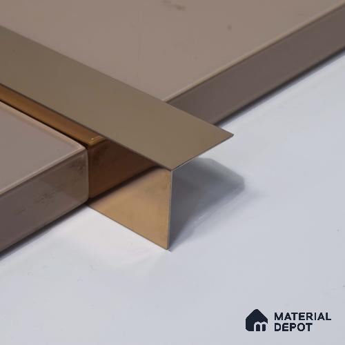 Stainless Steel L Profile Rose Gold Mirror Glossy Finish Edgeline PM 00282 O | 10 ft (3 mtr) x 25 mm x 0.6 mm | Suitable for Corner Applications | Adhesive Type Installation | Suitable for Floor & Walls