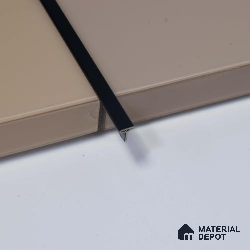 Stainless Steel T Profile Black Mirror Glossy Finish Edgeline PM 00293 D | 10 ft (3 mtr) x 6 mm x 0.6 mm | Adhesive Type Installation | Suitable for Floor & Walls