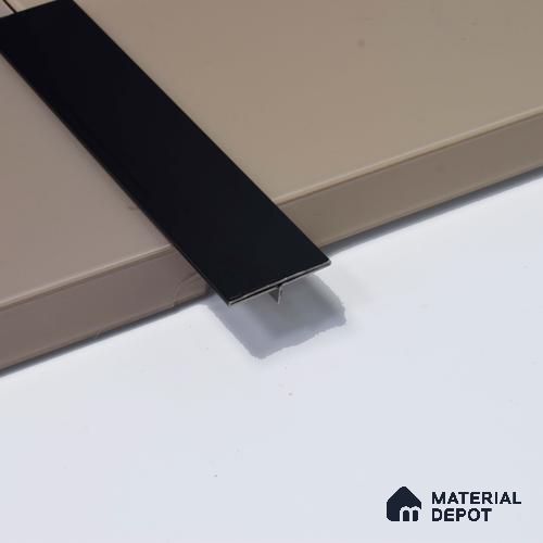 Stainless Steel T Profile Black Hairline Matte Finish Edgeline PM 00293 H | 10 ft (3 mtr) x 25 mm x 0.6 mm | Adhesive Type Installation | Suitable for Floor & Walls