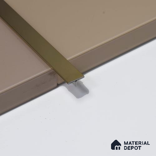 Stainless Steel T Profile Gold Mirror Glossy Finish Edgeline PM 00293 K | 10 ft (3 mtr) x 12 mm x 0.6 mm | Adhesive Type Installation | Suitable for Floor & Walls