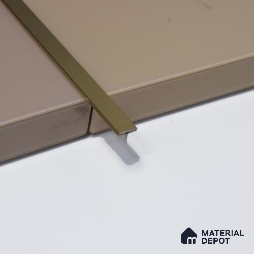 Stainless Steel T Profile Gold Mirror Glossy Finish Edgeline PM 00293 O | 10 ft (3 mtr) x 8 mm x 0.6 mm | Adhesive Type Installation | Suitable for Floor & Walls