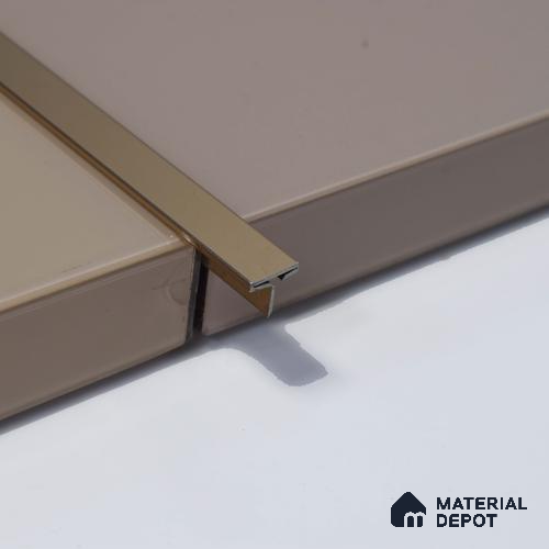 Stainless Steel T Profile Rose Gold Mirror Glossy Finish Edgeline PM 00293 Y | 10 ft (3 mtr) x 8 mm x 0.6 mm | Adhesive Type Installation | Suitable for Floor & Walls