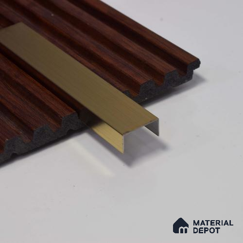 Stainless Steel U Profile Gold Hairline Matte Finish Edgeline PM 00294 H | 10 ft (3 mtr) x 20 mm x 0.6 mm | Adhesive Type Installation | Suitable for Floor & Walls